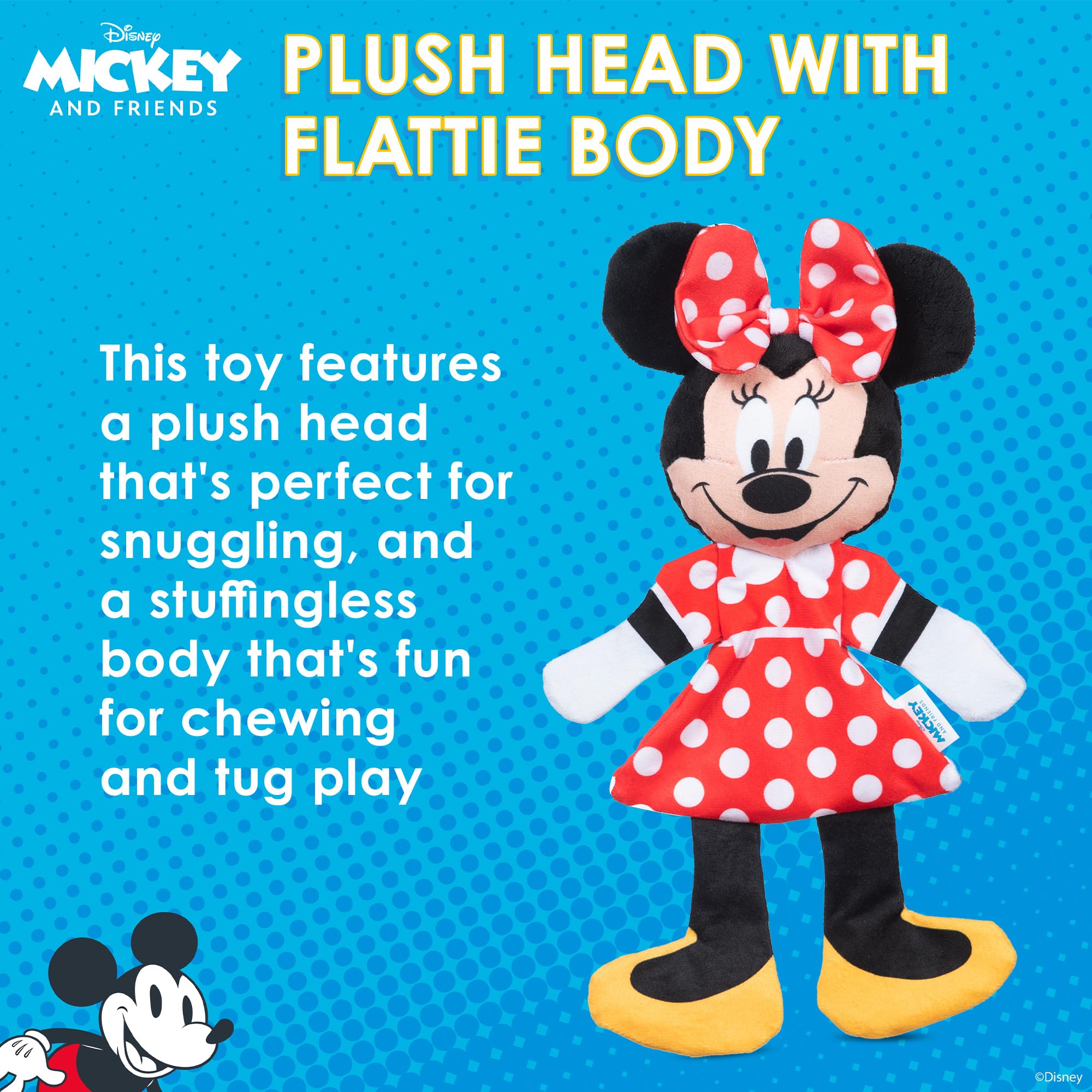 Disney Evcil Hayvanlar için Minnie Mouse Peluş Squeaky Flattie